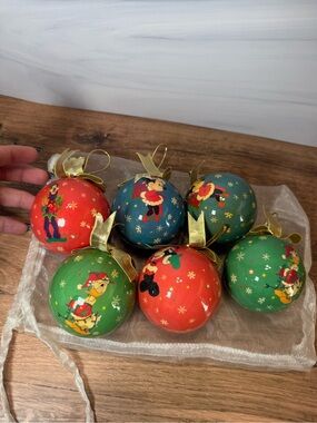 Vintage Disney Christmas Ornaments Mickey Minnie Donald Goofy Set of 6